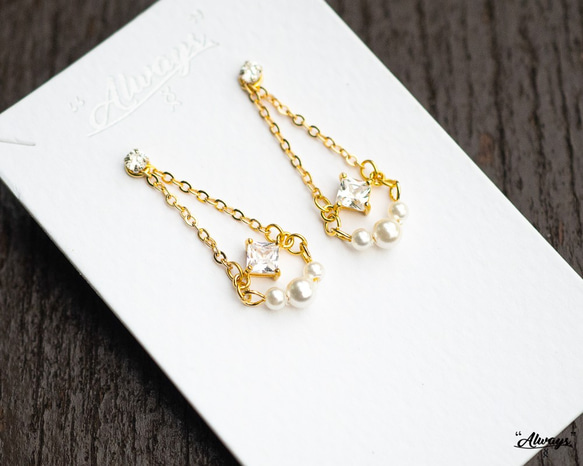 小舞曲,14K包金,珍珠,耳環,耳夾 第1張的照片