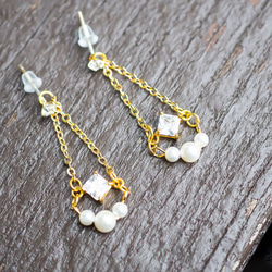 小舞曲,14K包金,珍珠,耳環,耳夾 第2張的照片