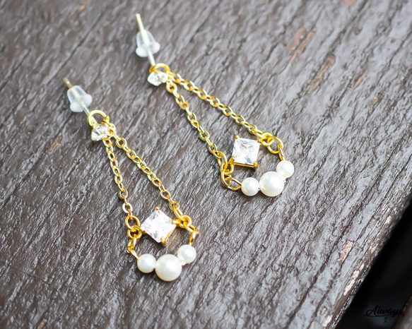 小舞曲,14K包金,珍珠,耳環,耳夾 第2張的照片