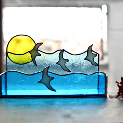 かもめと海の風景　ステンドグラスの飾り箱 1枚目の画像