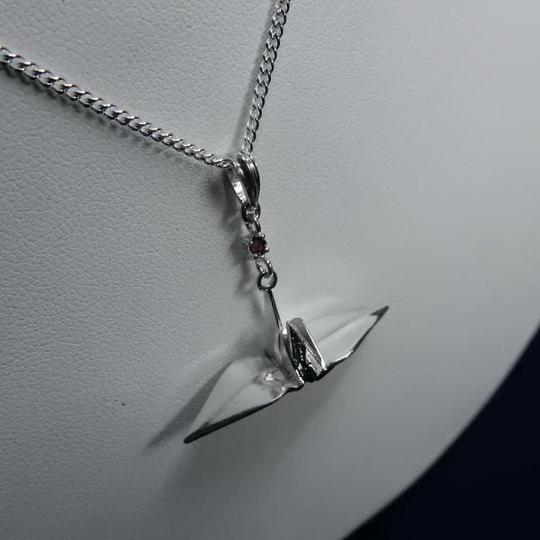 Silver925折鶴+ルビー  ペンダント