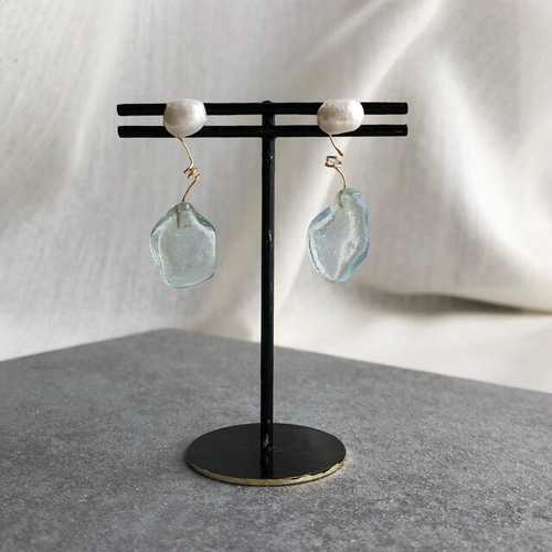 淡水パール シーグラス 14K ピアス イヤリング 【265】 ピアス 