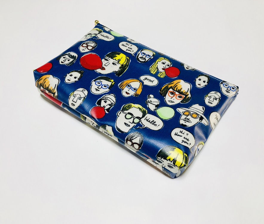 再販①マチ付きポーチ IQOSポーチ ファニーフェイス 青 再販①マチ付き