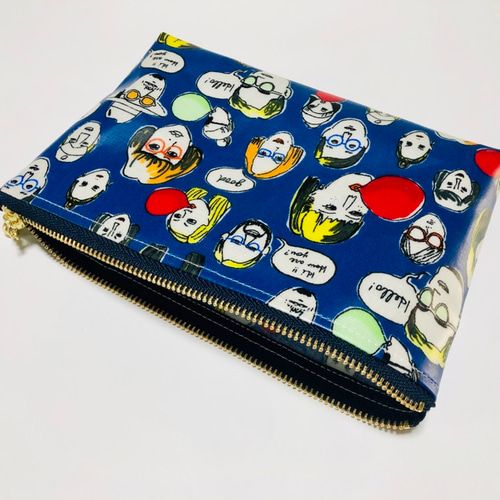 再販①マチ付きポーチ　IQOSポーチ　ファニーフェイス　青 再販①マチ付きポーチ IQOSポーチ ファニーフェイス 青 可愛いお顔柄