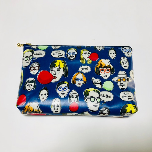 再販①マチ付きポーチ　IQOSポーチ　ファニーフェイス　青 再販①マチ付きポーチ IQOSポーチ ファニーフェイス 青