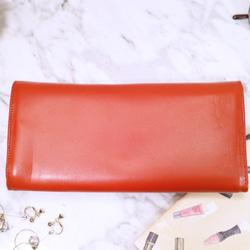 【送料無料】イタリア製レザーの長財布（オレンジ・革） 7枚目の画像