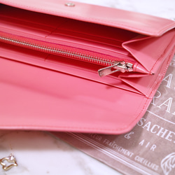 【送料無料】ピンクの長財布（革・レザー） 4枚目の画像