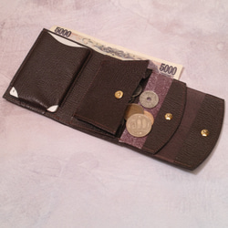 ◎お買い得◎イタリアンレザーのコロンとしたミニ財布(ブラウン) 3枚目の画像