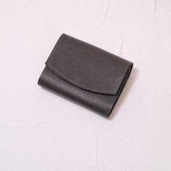 ◎お買い得◎イタリアンレザーのコロンとしたミニ財布（ダークグレー） 1枚目の画像
