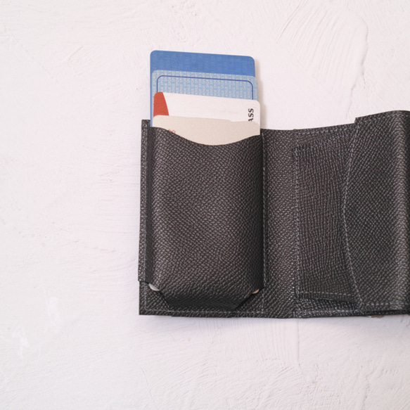 ◎お買い得◎イタリアンレザーのコロンとしたミニ財布（ダークグレー） 4枚目の画像