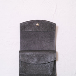 ◎お買い得◎イタリアンレザーのコロンとしたミニ財布（ダークグレー） 6枚目の画像