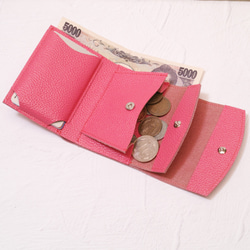 ◎お買い得◎コロンとしたフューシャピンクのミニ財布 3枚目の画像