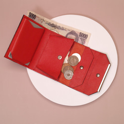 【スペシャル】光沢のあるワニの型押しのコロンとしたミニ財布（レプラコーングリーン） 3枚目の画像