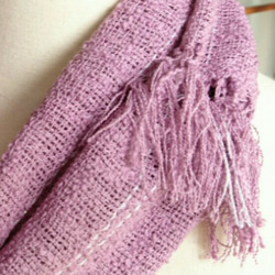 手織り・コットンスラブのスヌード・ピンク 2枚目の画像