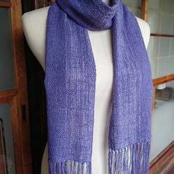 手織り・紫のコットンストール 3枚目の画像