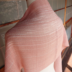 手織り・エジプト綿のストール・茜色 1枚目の画像