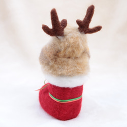 クリスマスブーツなトナカイうさぎさん  ホーランドロップイヤー  羊毛フェルト   オレンジ 10枚目の画像