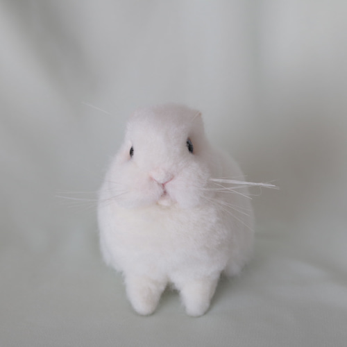 羊毛フェルト うさぎ ネザーランド・ドワーフ ハンドメイド ぽぽ 羊毛フェルトうさぎのぽんぽんバッグチャーム(ネザーランド