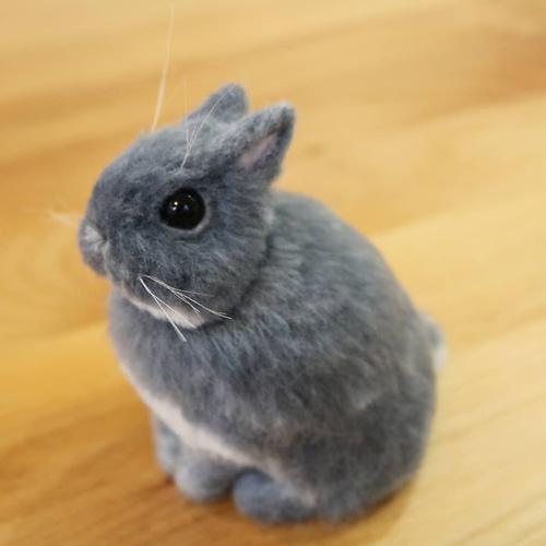 ブルーオターのうさぎさん ネザーランドドワーフ 羊毛フェルト グレー