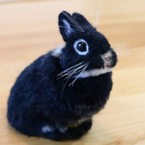 ブラックオターのうさぎさん ネザーランドドワーフ 羊毛フェルト
