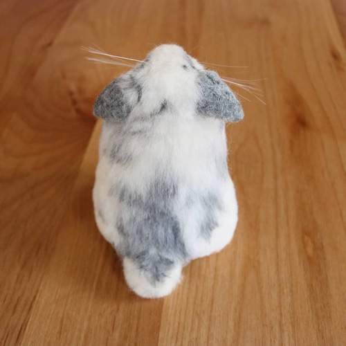 ロップイヤーのうさぎさん ブロークンブルー グレー 羊毛フェルト 羊毛