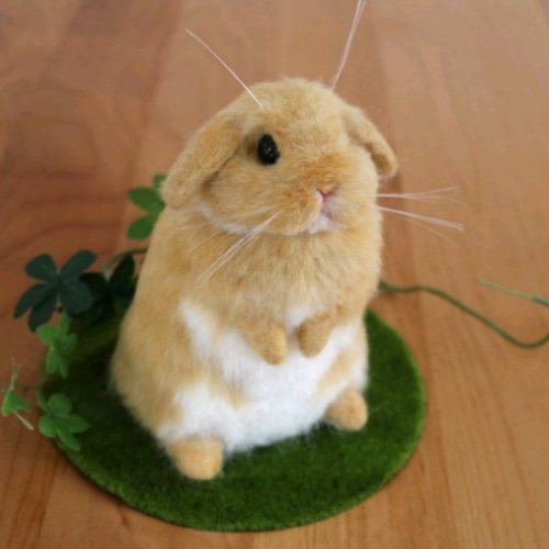 うさぎ3太郎 うふふうさぎ（極小座布団 別） O-215 陶製 /Rabbit/兔子 その他置物