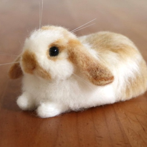 ロップイヤー ブロークンオレンジ 全身 羊毛フェルト ハンドメイド インテリア sold)ロップイヤーのうさぎさん ブロークンオレンジ 羊毛