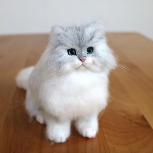 送料無料】ペルシャ チンチラシルバー 猫 羊毛フェルト 羊毛