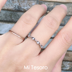 Mi Tesoro シルバー925 CZ ジルコン指輪/ホースアイジルコンリング 2枚目の画像