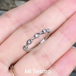 Mi Tesoro シルバー925 CZ ジルコン指輪/ホースアイジルコンリング 3枚目の画像