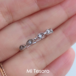 Mi Tesoro シルバー925 CZ ジルコン指輪/ホースアイジルコンリング 4枚目の画像