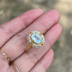 Mi Tesoro シルバー925 宝石アクアマリン指輪/海洋珍珠-海水藍寶石戒指 第3張的照片