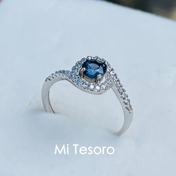 Mi Tesoro シルバー925 青色スピネル指輪/天然藍色尖晶石戒指 第5張的照片