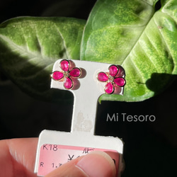 Mi Tesoro 紅寶石花朵耳釘 ルビー花ピアス 第6張的照片