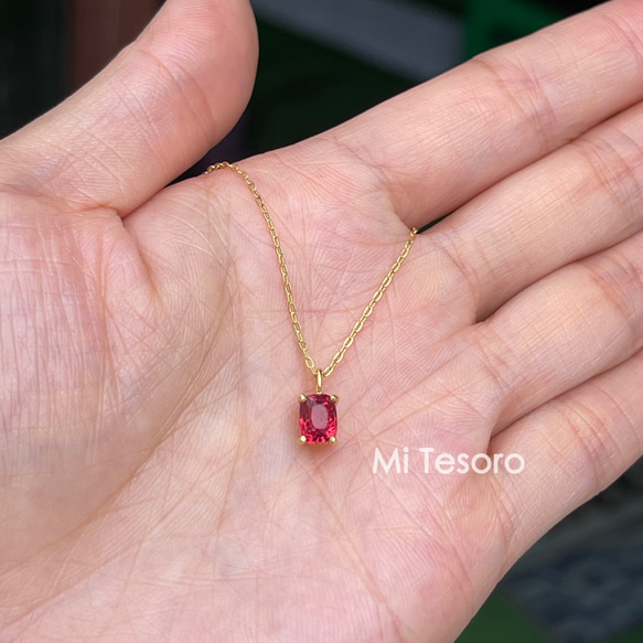 Mi Tesoro 赤いスピネル-ミニネックレス NO2 紅色尖晶石 14K金迷你項鍊 第2張的照片