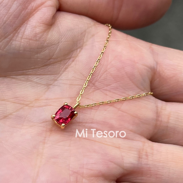 Mi Tesoro 赤いスピネル-ミニネックレス NO2 紅色尖晶石 14K金迷你項鍊 第4張的照片