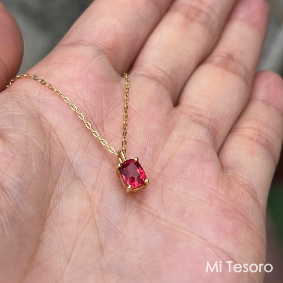 Mi Tesoro 赤いスピネル-ミニネックレス NO2 紅色尖晶石 14K金迷你項鍊 第6張的照片