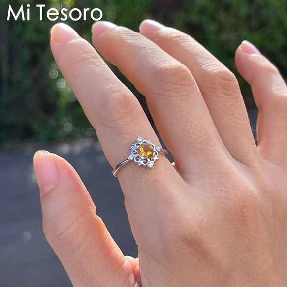 Mi Tesoro シルバー925 シトリンー調節指輪/小華麗-巴西黃水晶戒指 第2張的照片