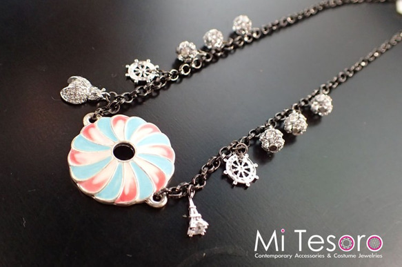 Mi Tesoro 夏日冰淇淋墜鍊 ice cream Necklace-Blue Pink 第2張的照片