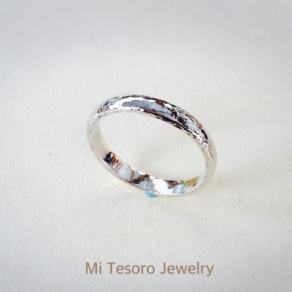 Mi Tesoro pot hammer pattern argetine silver ring 敲敲點銀戒 第1張的照片