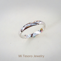 Mi Tesoro pot hammer pattern argetine silver ring 敲敲點銀戒 第2張的照片