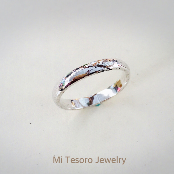 Mi Tesoro pot hammer pattern argetine silver ring 敲敲點銀戒 第2張的照片