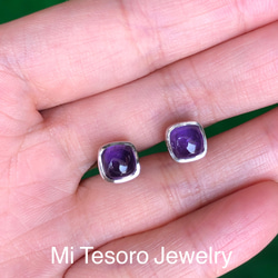 Mi Tesoro 超濃紫色天然紫水晶耳環/耳針/穿耳～天然石 アメジストイヤリング 第2張的照片