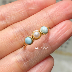 Mi Tesoro シルバー925 ラリマー珍珠指輪/海洋珍飾-珍珠戒指 第5張的照片