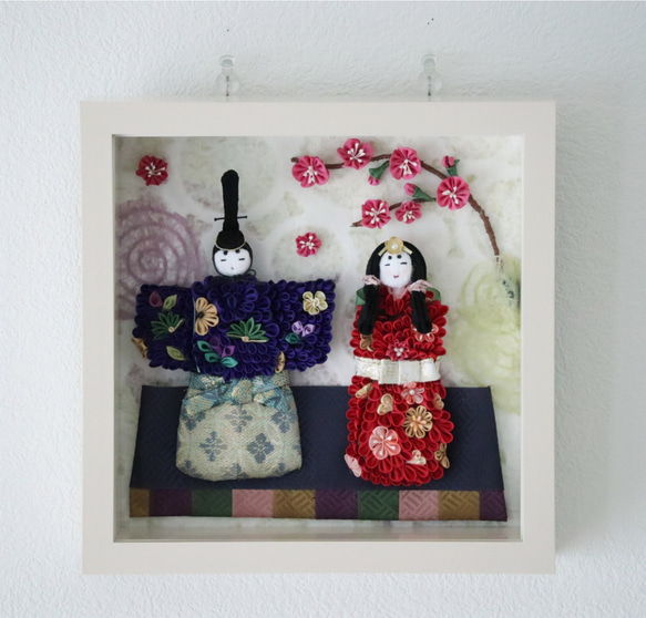 ⭐️つまみ細工雛飾り⭐️立雛額飾り⭐️受注制作⭐️ ひな人形・雛