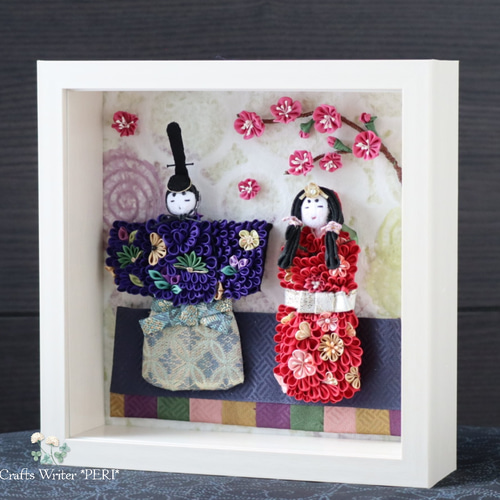 ⭐️つまみ細工雛飾り⭐️立雛額飾り⭐️受注制作⭐️ ひな人形・雛