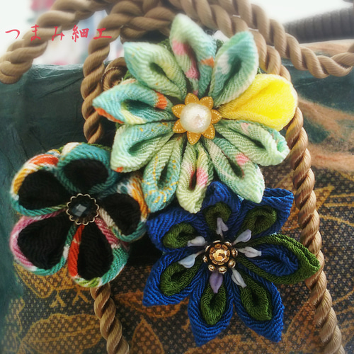 ♡お値下げ在庫あるのみ☆伝統工芸☆正絹一閑張りかごバッグ☆つまみ 