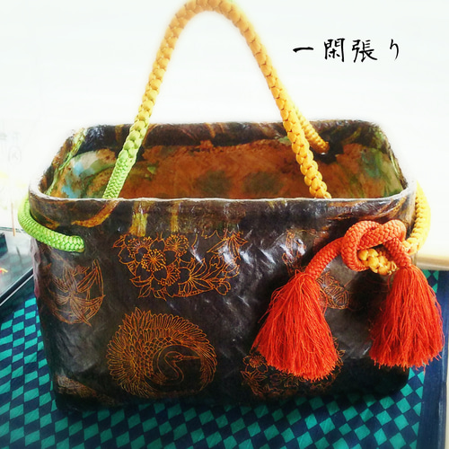 ♡お値下げ在庫あるのみ☆伝統工芸☆一閑張りかごバッグ☆濃紺