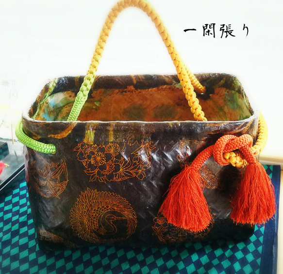 ♡お値下げ在庫あるのみ☆伝統工芸☆一閑張りかごバッグ☆濃紺ネイビー