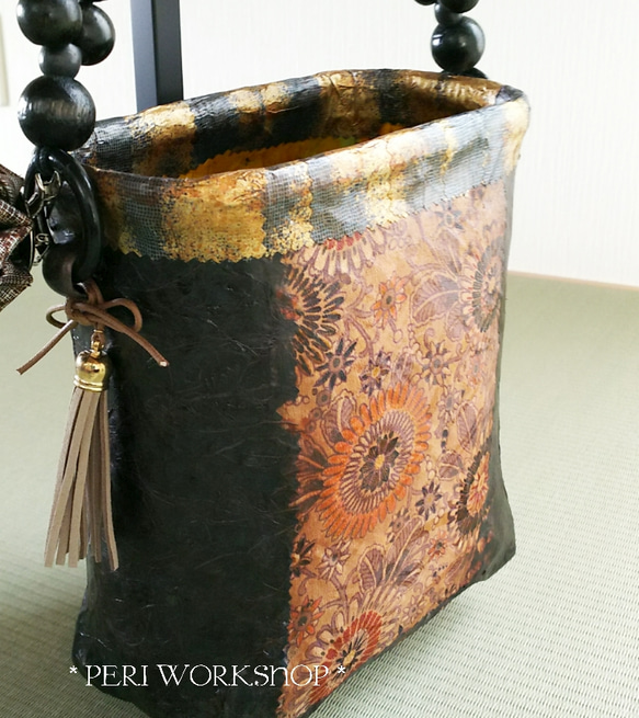 ☆お値下げ☆一閑張りかごバッグ◇小さめフラワー☆ かごバッグ  